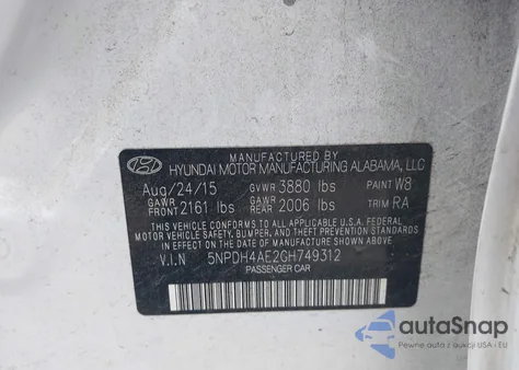 2016 Hyundai Elantra Se из США, поврежденный, VIN 5NPDH4AE2GH749312